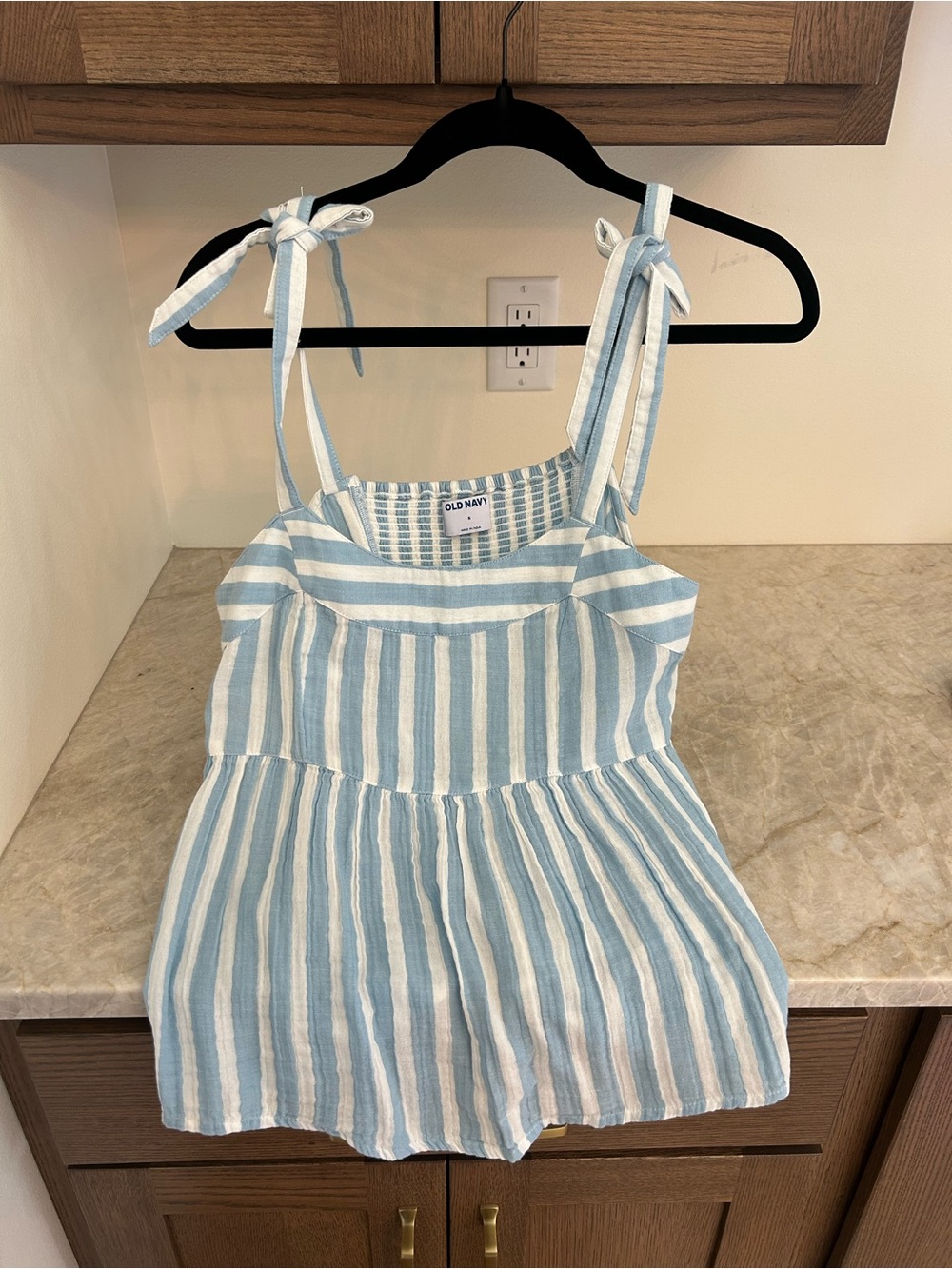 NWT Old Navy Blue & White Striped Tie-Shoulder Top